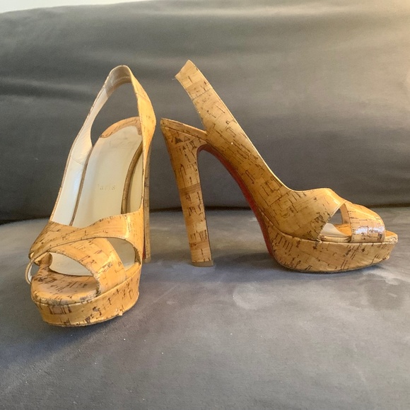 Like New Christian Louboutin One Time Collection Cork High Platform Heels - Picture 6 of 9